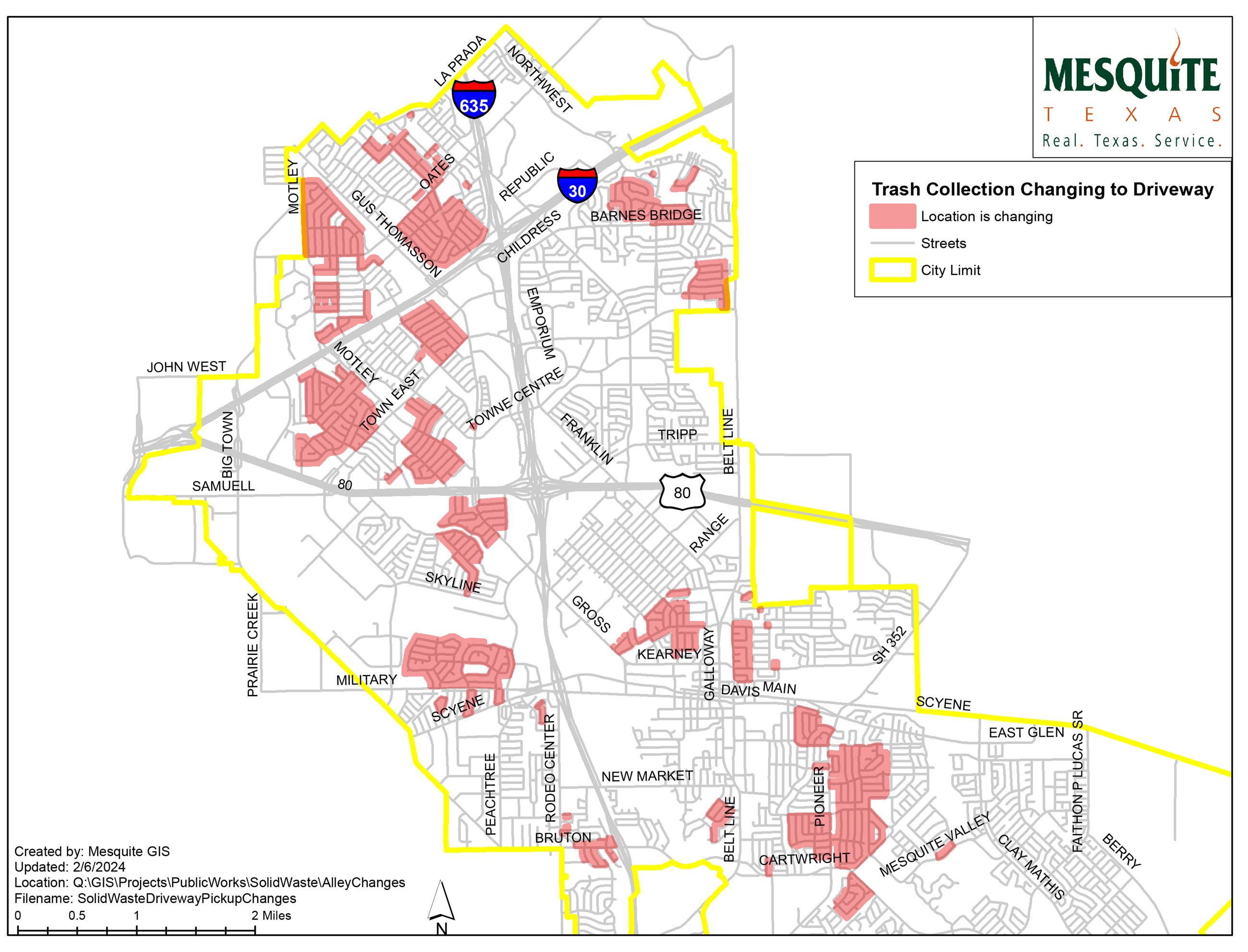 Driveway Service Area Map