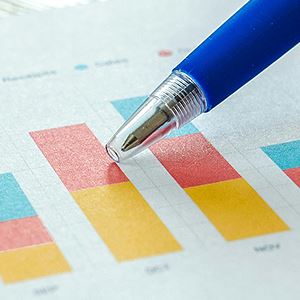 Bar charts printed on paper