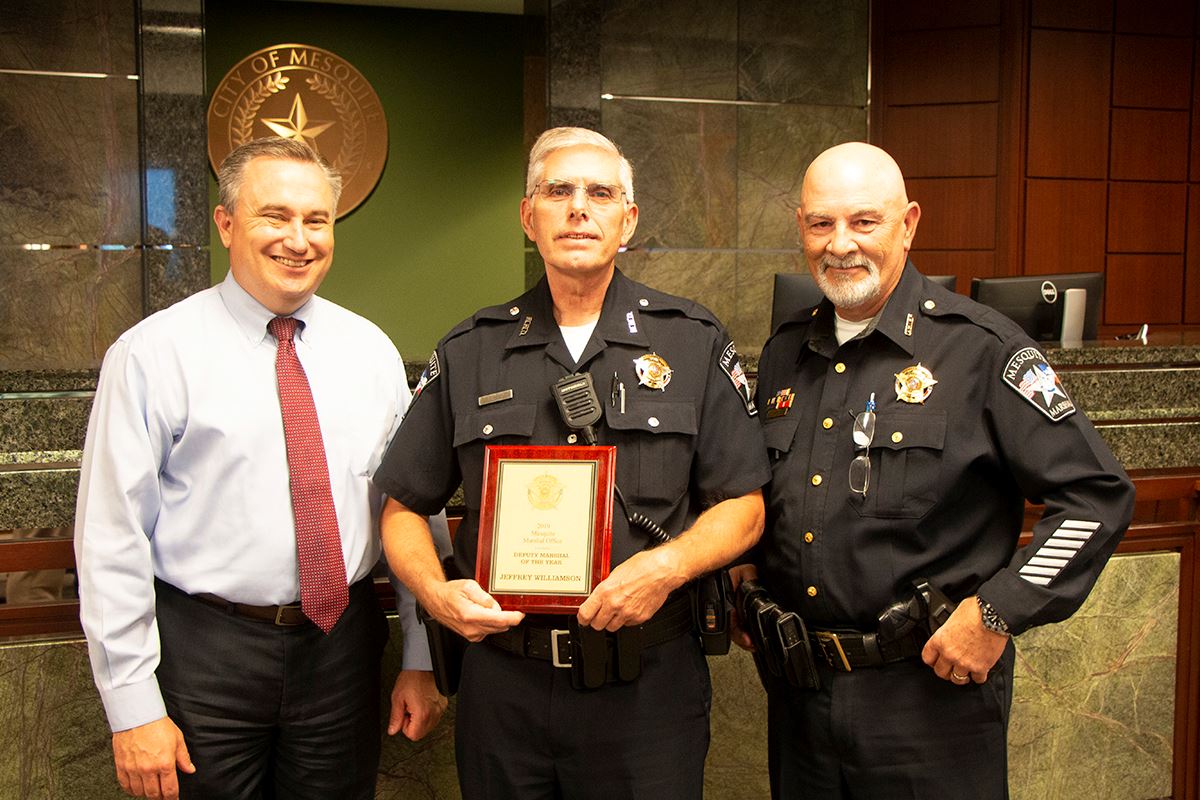 Mesquite City Mgr Keheley - Jeffrey Williamson 2019 Deputy City Marshal of the Year - City Marshal M