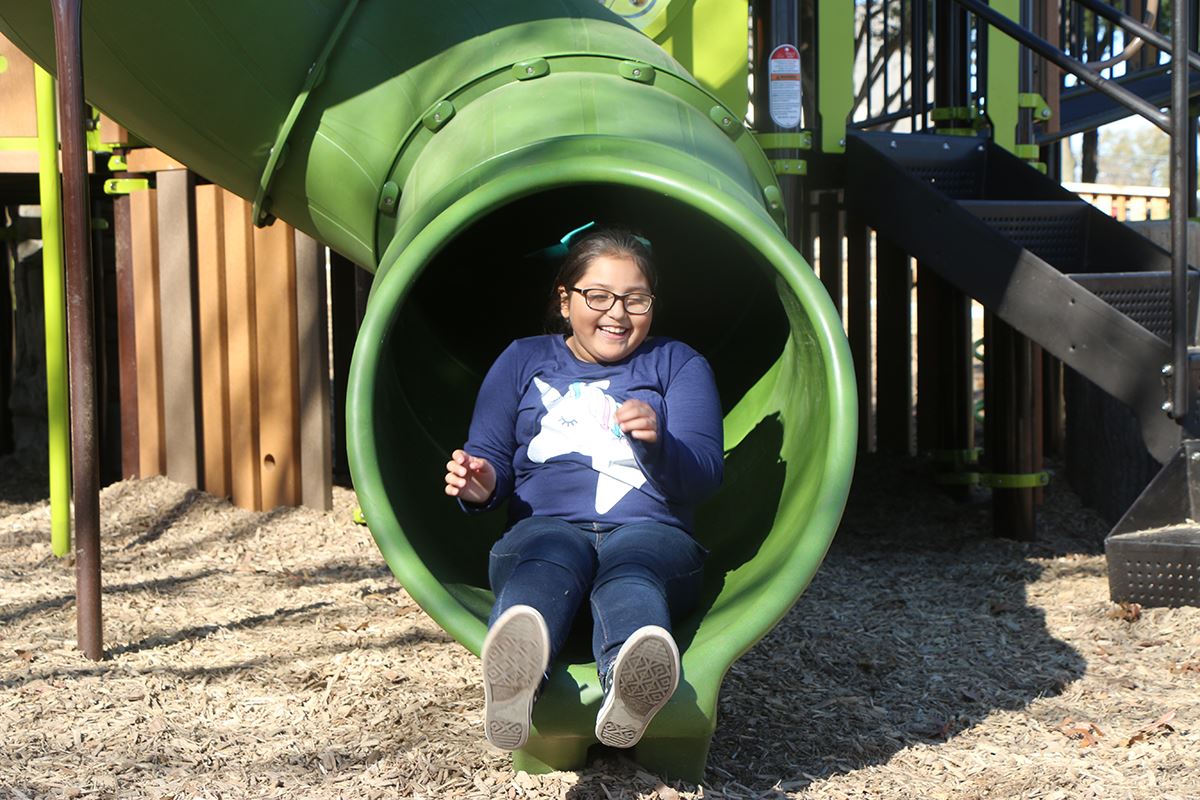 12-14-19 KidsQuest Opening - girl on slide