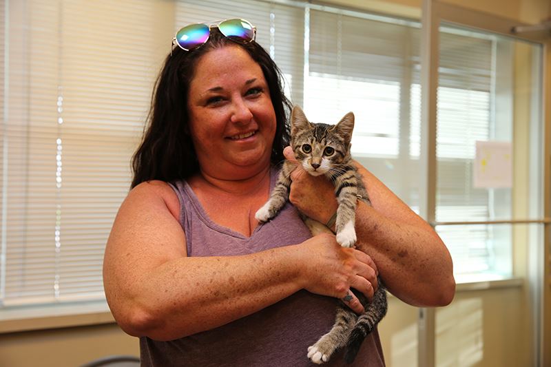 Clear the Shelters - Mesquite TX - woman adopts kitten