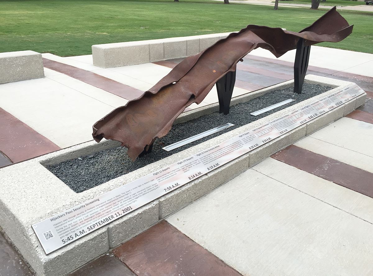 Mesquite Freedom Park - beam with 911 timeline - Mesquite TX