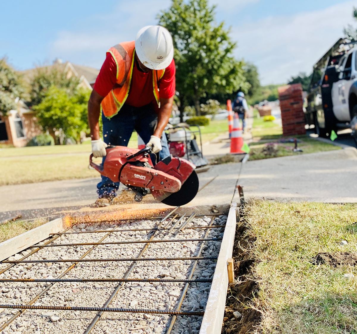 Real Texas Roads residential street repair program - Mesqute TX - sidewalk repair with sparks