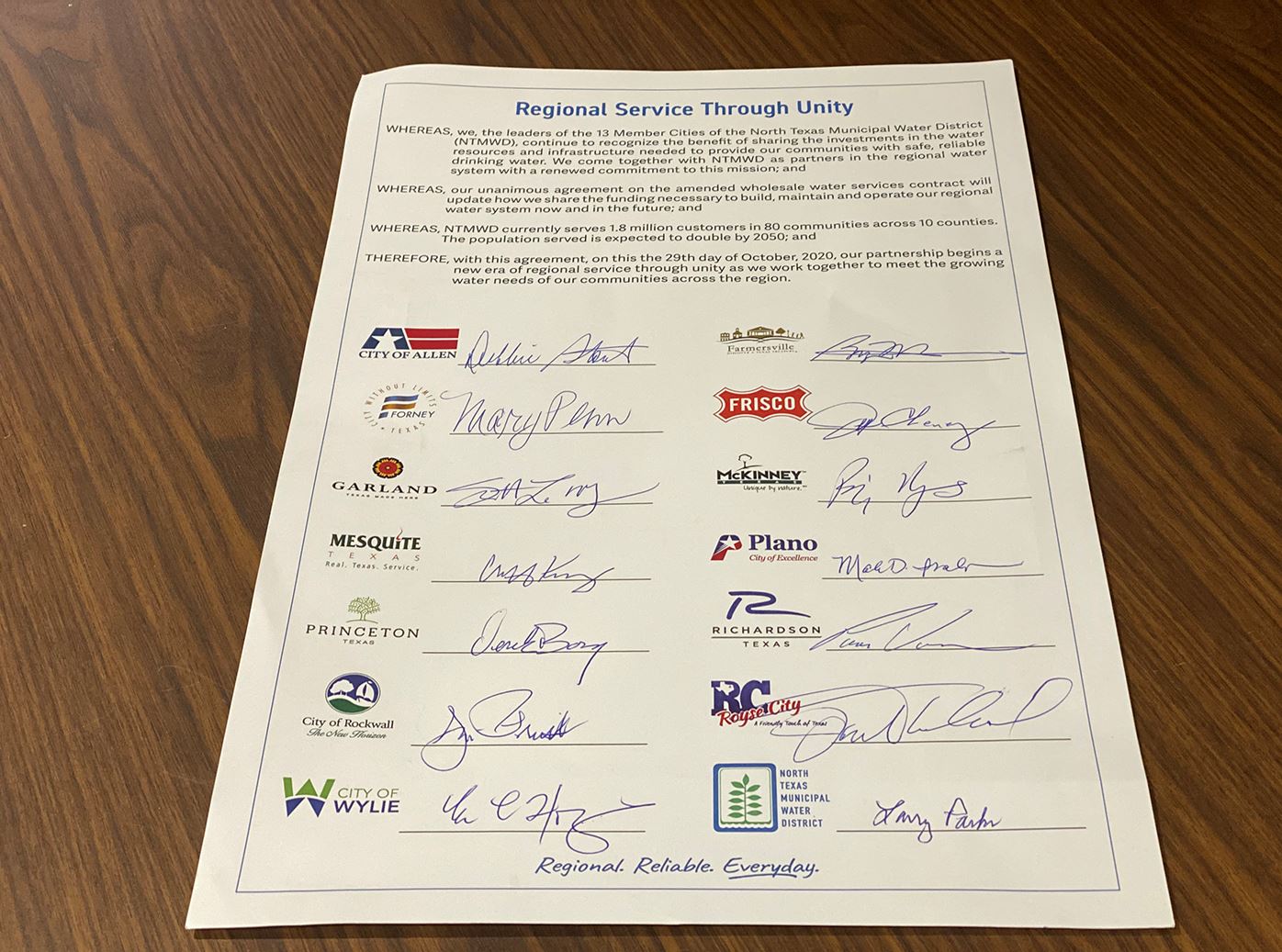 10-29-20 NTMWD Contract Signing - Proclamation - Mesquite TX 