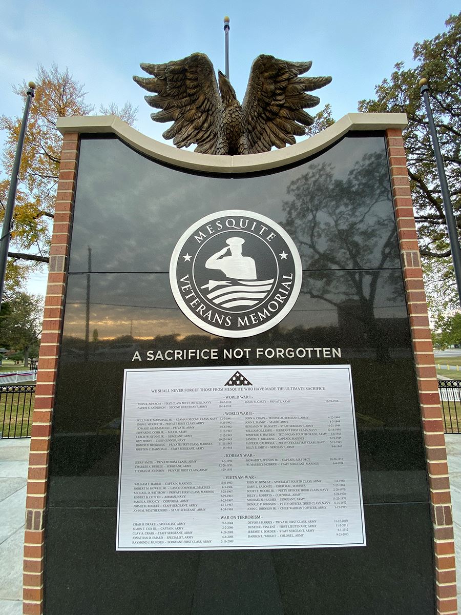 11-6-20 Veterans Memorial Dedication - Mesquite military veterans lost in service - Mesquite TX