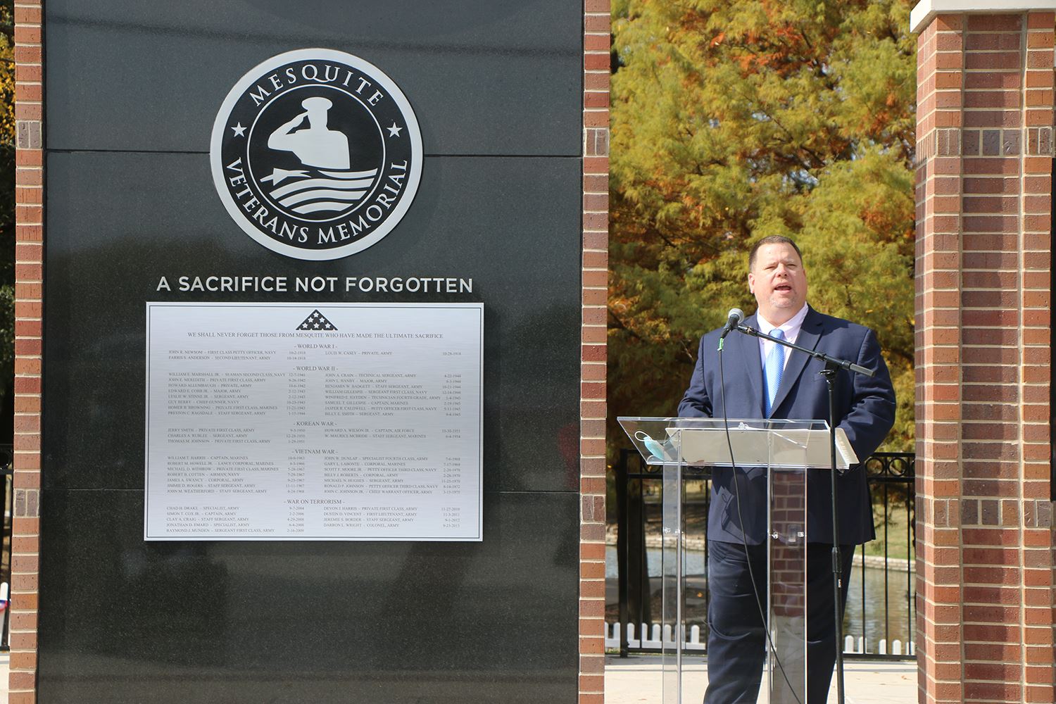 11-6-20 Veterans Memorial Dedication - Mayor Bruce Archer - Mesquite TX