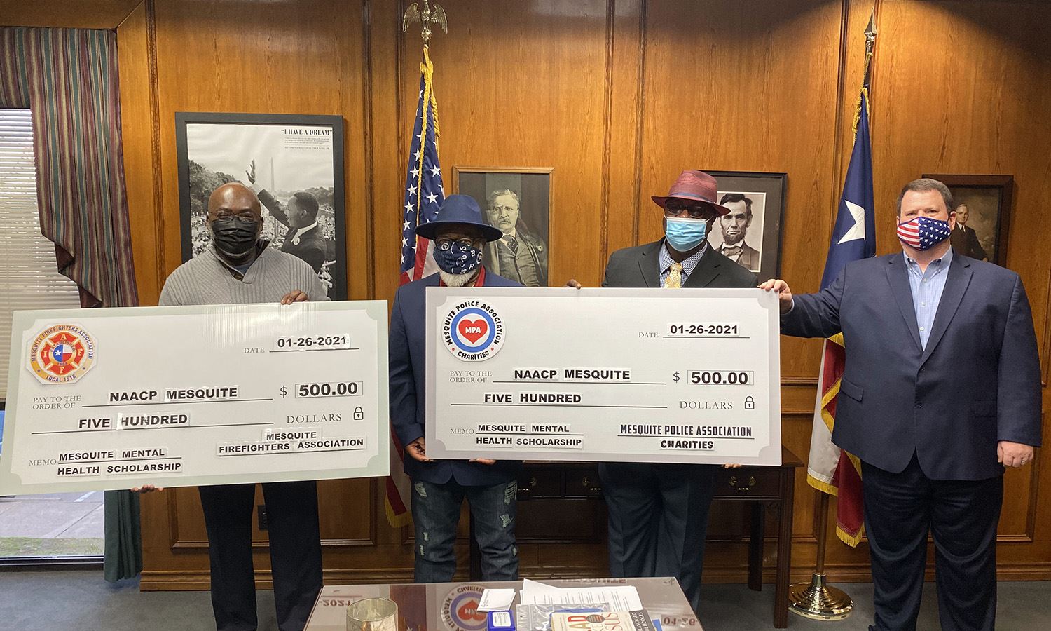 1-26-21 Mesquite NAACP board Lloyd Jones-Hosea Fain-Henry Brown-Mesquite Mayor Bruce Archer - Mesqui