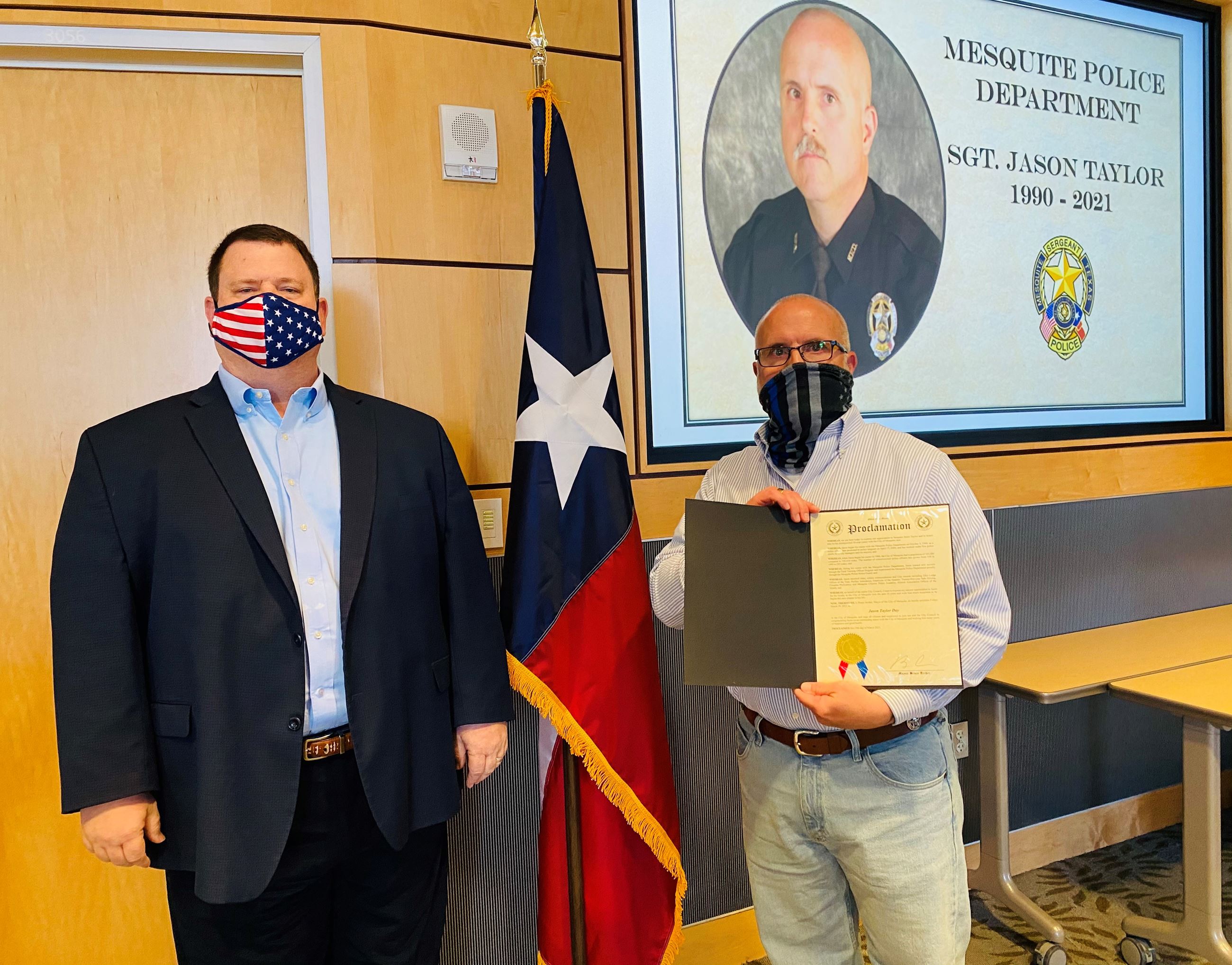 3-19-21 Jason Taylor Day Mayor Archer and Sgt Taylor