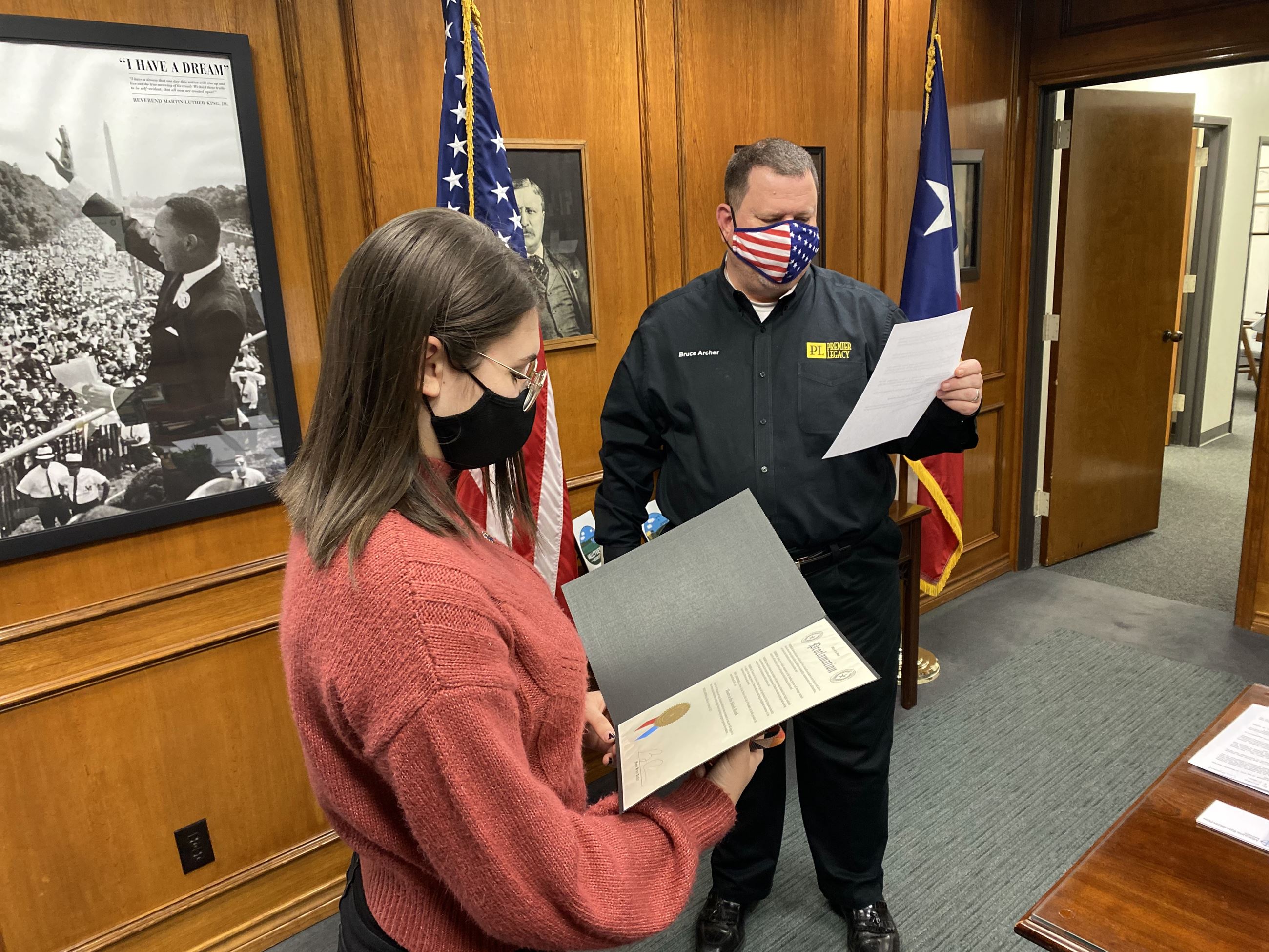 Maleah Minyard and Mesquite Mayor Bruce Archer