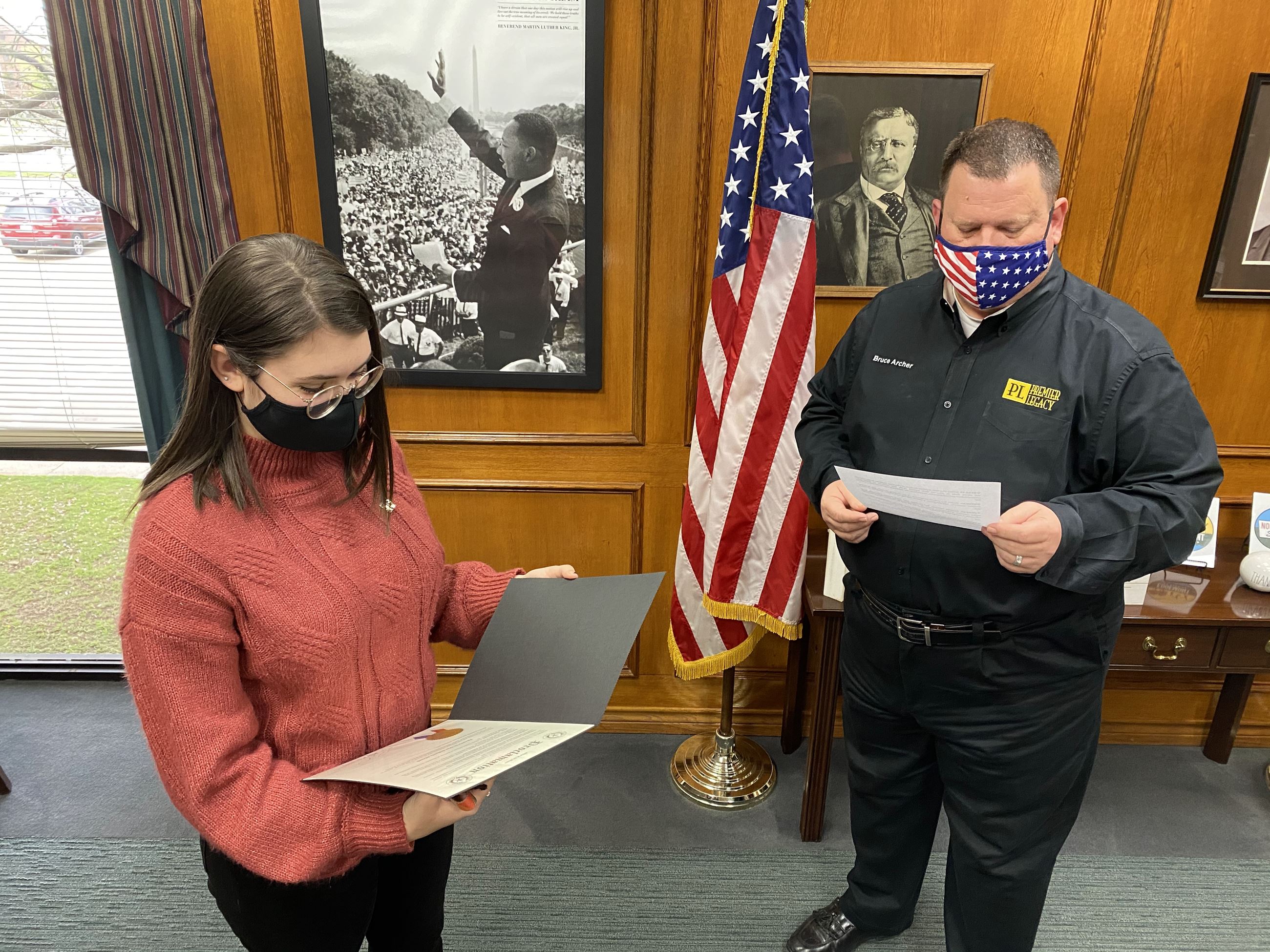 Maleah Minyard and Mesquite Mayor Bruce Archer