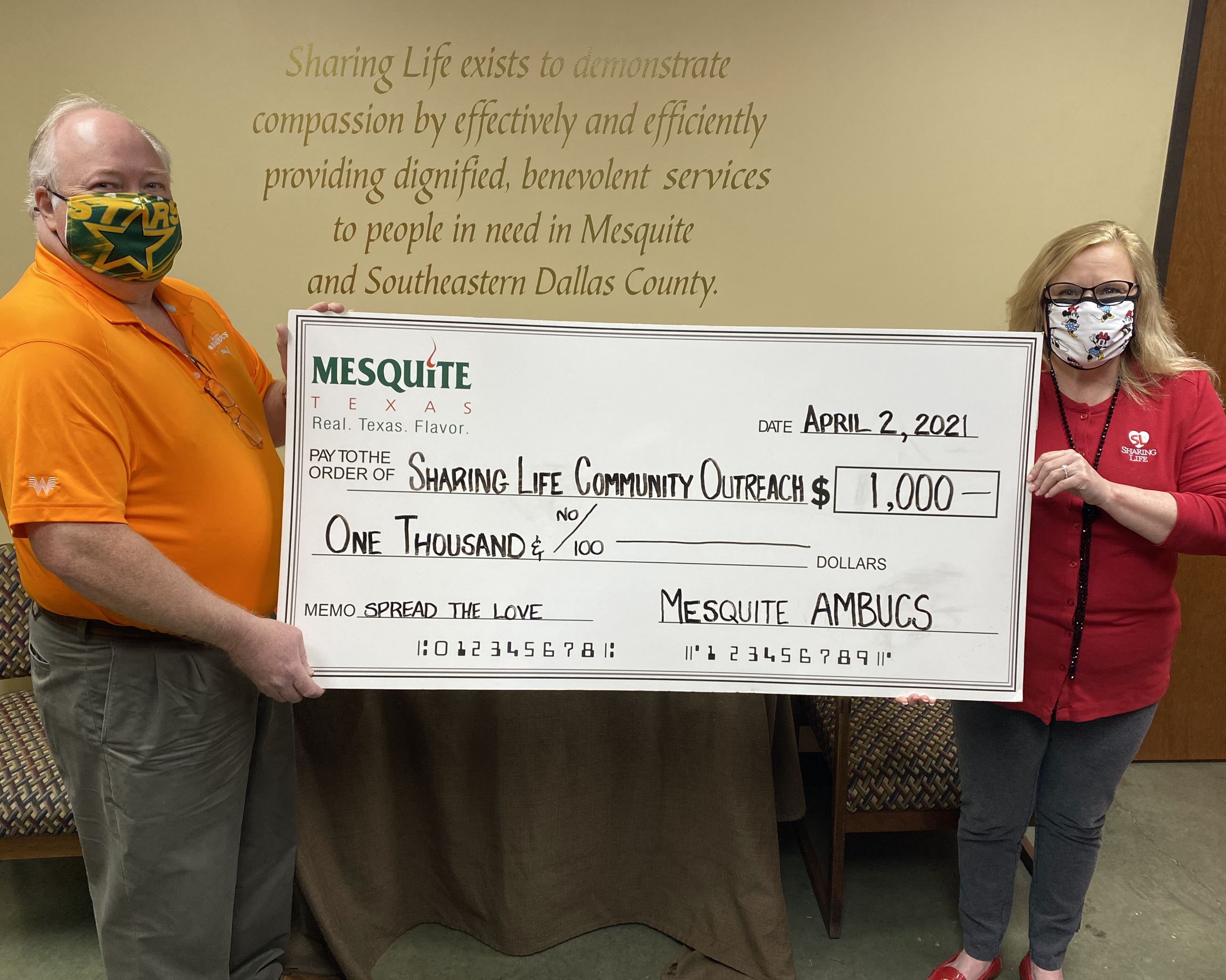 4-2-21 Spead the Love - Shawn Prothro - Pres Mesquite AMBUCS - Sharing Life Community Outreach - CEO