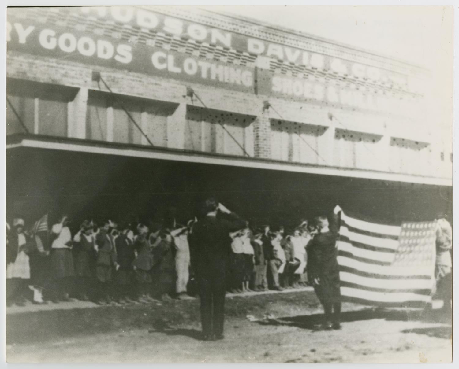 Building exterior on Armistice day 1919 - Mesquite, TX