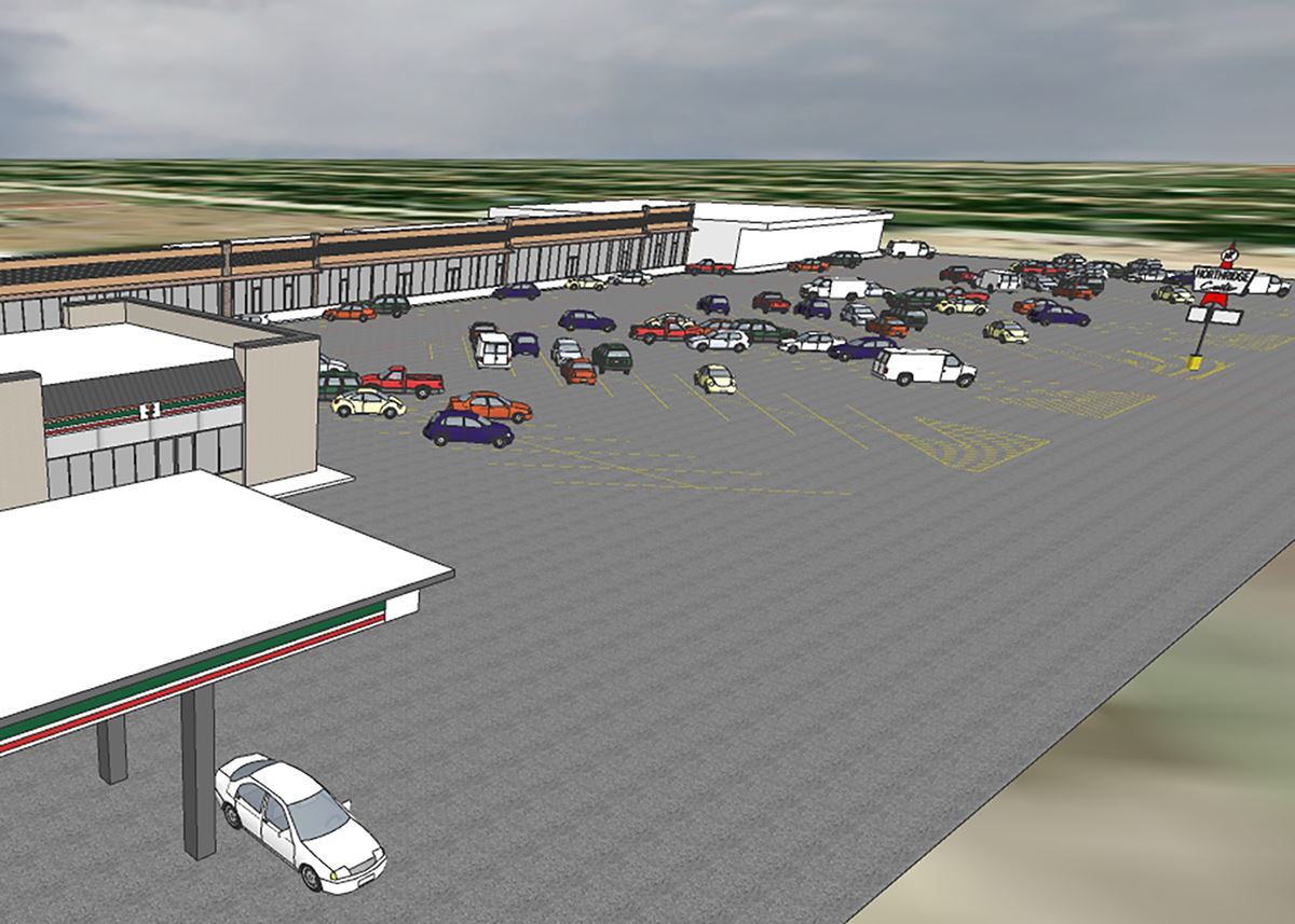 CenterPoint Commercial Properties - Northridge Shopping Center rendering - plaza and parking lot - M