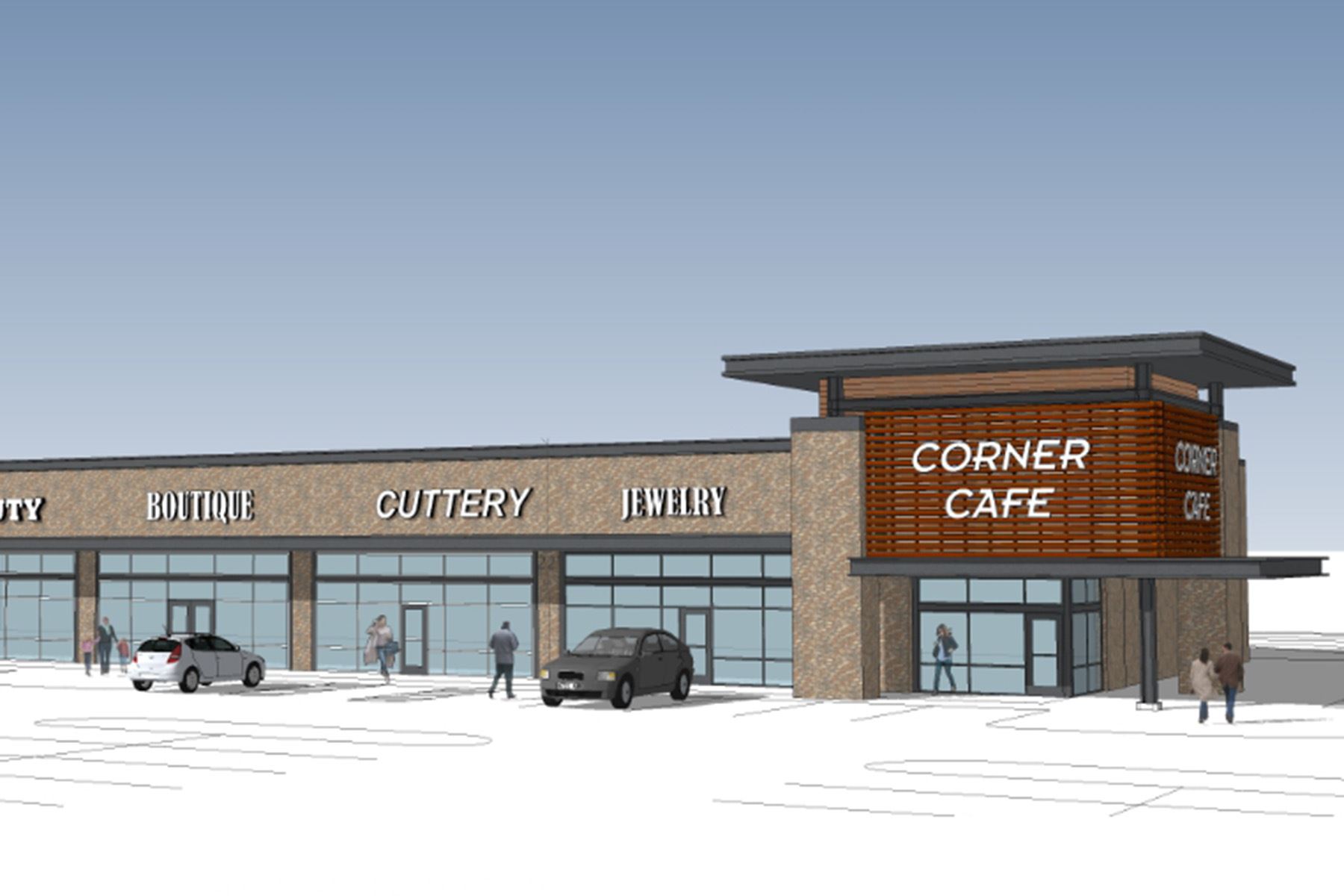 Shadow Creek Crossing exterior conceptual design - plaza - Corner Cafe - Mesquite TX
