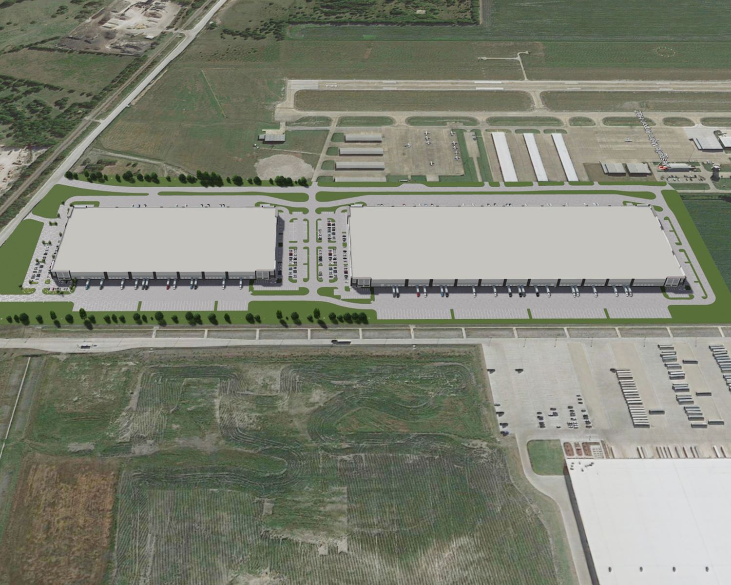 Mesquite Airport Logistics Center - aerial rendering of buildings - Mesquite TX
