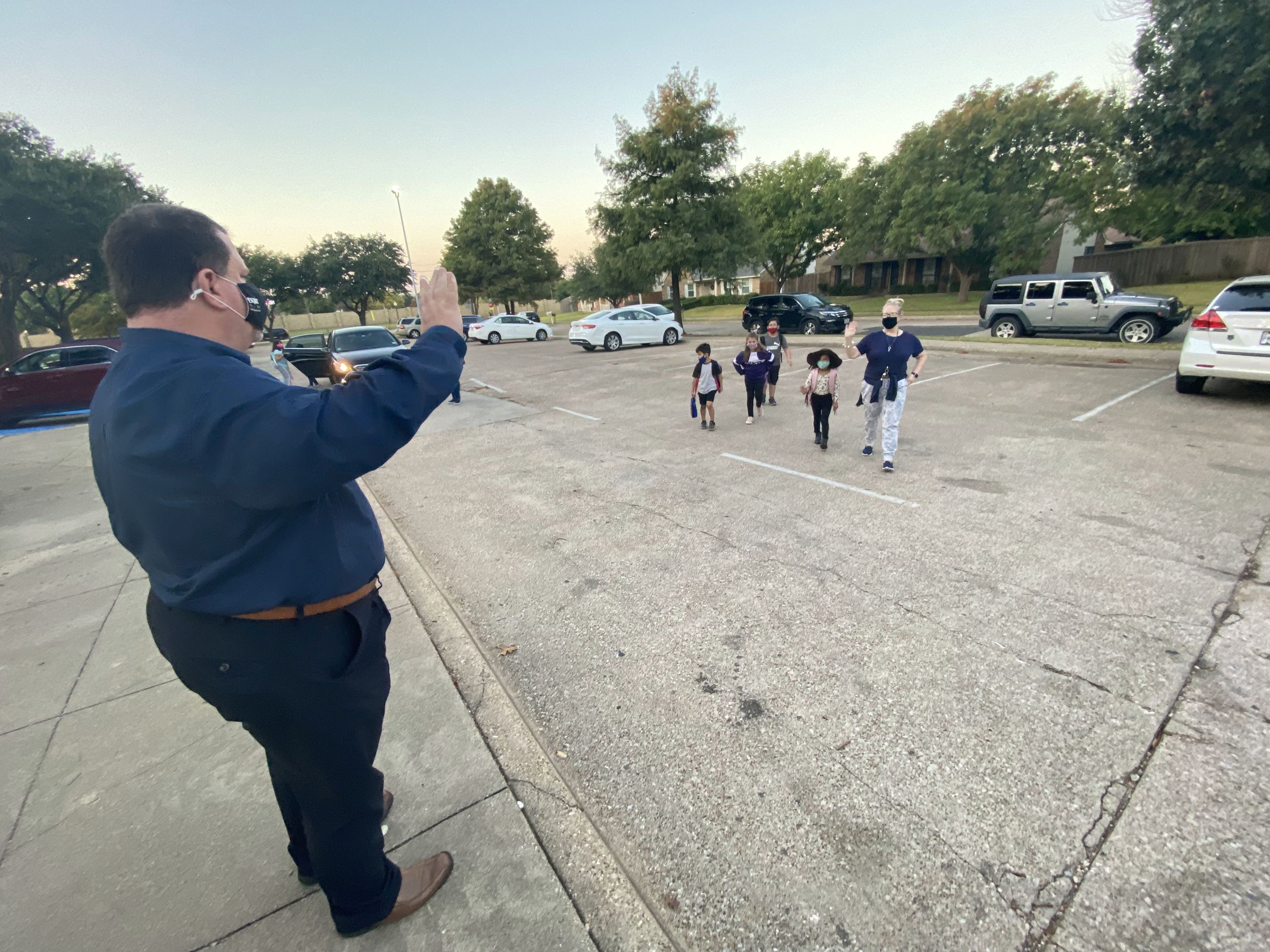 students walking to school