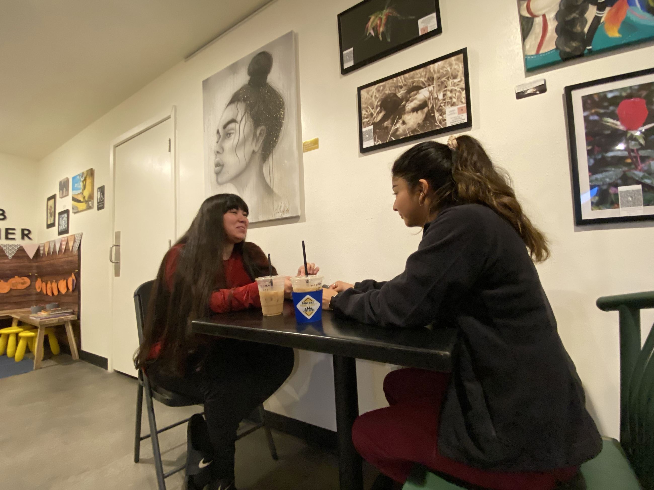 girls talk at coffee with a cop