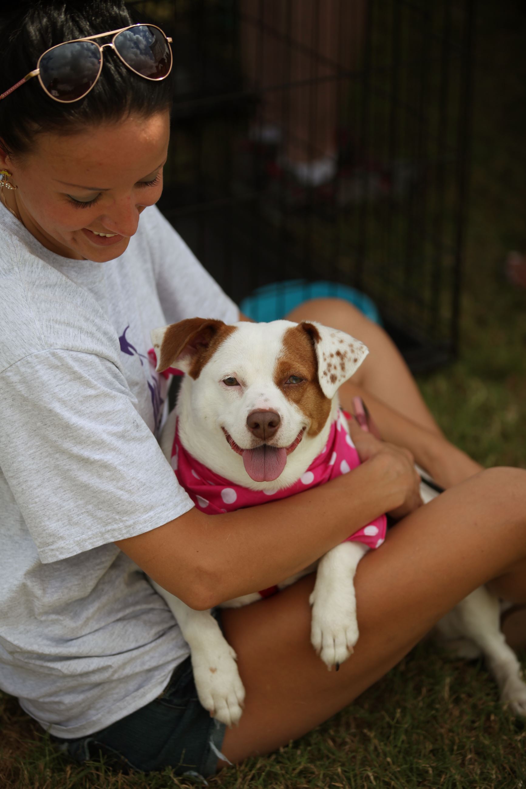 Woman with dog in her lap - Mesquite, TX