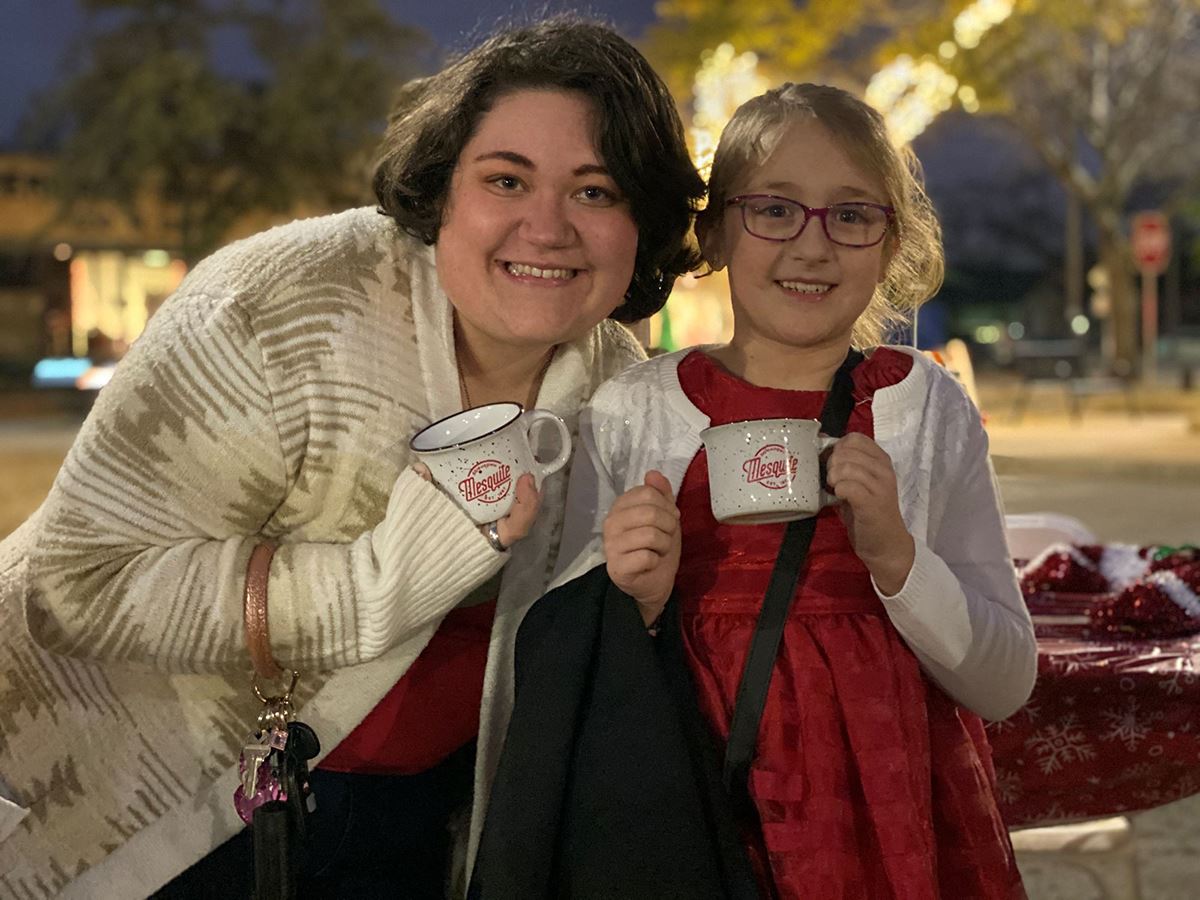Downtown Mesquite - Carols and Cocoa event - free campfire mugs - Mesquite TX