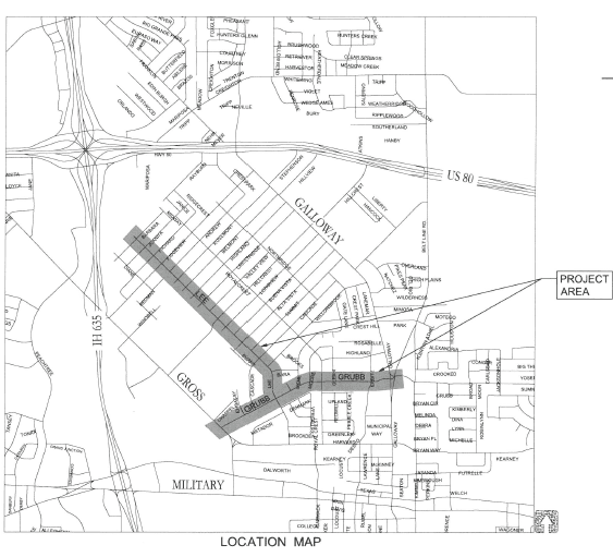 Location map of Lee Street and Grubb Drive construction area