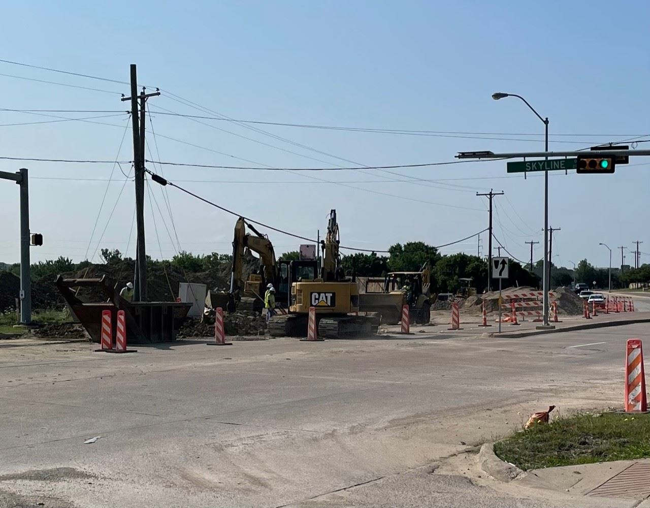 construction equipment works the roadway on Skyline Drive